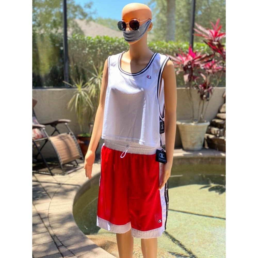 Champion LIFE Mesh Cropped Tank Top for Women, XL, White, Athletic Wear